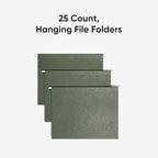 Smead Hanging File Folder, 1/5-Cut Adjustable Tab, Letter Size, Standard Green, Hanging Folders for Filing Cabinets, File Organizer Folder, 25 Count