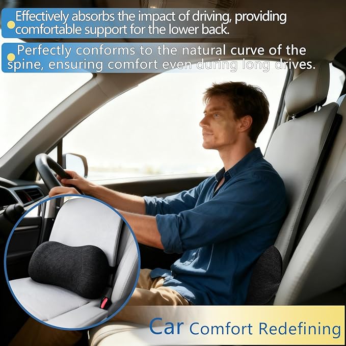RaoRanDang Lumbar Support Pillow, Back Support for Office Chair Car Ergonomic Memory Foam Lumbar Support Pillow Fatigue Relief, Comfort and Support Your Back