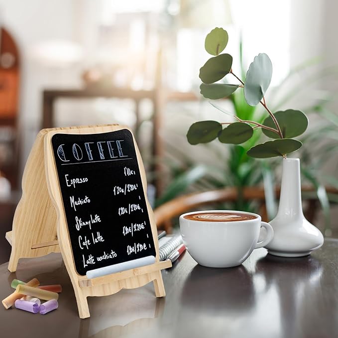 Tosnail 2 Pack Small Framed Tabletop Chalkboard Signs, 5 x 8 Inches Double-Sided Chalk Board, Decorative Bulletin Boards, Wooden Blackboard for Home, Kitchen, Crafts, Party Decor