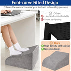 Opuvidity Foot Rest for Under Desk at Work, Ergonomic Under Desk Footrest with Washable Cover for Office, Home & Gaming Leg Elevation Pillow Dark Gray