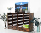 PAG Mail Sorter Organizer, Wood Literature Organizer, Student Mailbox for Classroom, Desktop Bill Paper Organizer for Office Home School, 38 Compartments, Antique Brown
