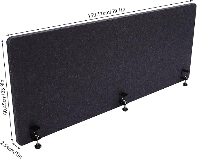 Polyester Desk Dividers, Soundproof Room Divider Office Furniture Partitions, Privacy Desk Panel with Clamps & Screwdriver, Stand Up Freestanding Desk Privacy Panel for Office Classroom(59.1" x23.8")