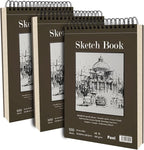 9"X12" Sketch Book Bulk, Top Spiral Bound Sketch Pad, 3 Pack 100 Sheets Each (68lb/100gsm), Acid Free Art Sketchbook Artistic Drawing Painting Writing Paper for Kids Adults Beginners Artists