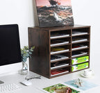 EasyPAG Wooden Literature Organizer with Adjustable Shelves, 12 Compartments Office Paper Organizer Storage 6000 Sheets Letter Size Paper, Student Mailbox for Classroom, Archaize