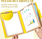 12 Pcs Classification Folders Letter Size 3 Pocket Dividers Employee File Folder with 2 Prongs Fasteners, 2 in Expansion Heavy Duty Pressboard File Holder for School Office Medical Document(Yellow)
