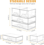 Stebopum 6 Pack Stackable Storage Drawers Clear Acrylic Organizer Makeup Bathroom Organizer and Storage Bins for Beauty Supplies,Ideal for Vanity, Bathroom,Pantry Organization