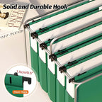 SHUTEX Extra Capacity Plastic Hanging File Folders,12 Pack Reinforced Expanding Hang Folder Letter Size,Accordian Pocket,Heavy Duty 2 Inch Expansion,Hanging Folder Organizer for Office Home,Green