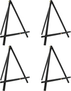 U.S. Art Supply 12" Black Wood Tabletop Easel (4 Pack) - Adjustable A-Frame Canvas Stand for Painting Party & Signs - Table Top Easel for Painting, Canvas Holder, Crafts, Photos, Pictures