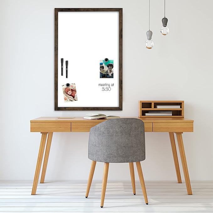 Loddie Doddie Magnetic White Board - 24 in x 36 in, Engineered Wood Frame - Easy Clean Magnetic Dry Erase Board for Wall - Built-in Marker Tray