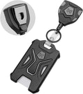 MNGARISTA 2 Pack Heavy Duty Badge Holder, Vertical ID Card Holder for Credit Cards, Clear ID Window, All PC Polycarbonate Plastic Housing, 5 Cards Capacity, Built-in Elastic Clip, Black