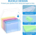COSICS Photo Storage Box 4" x 6", Extra Large Transparent Plastic Photo Organizer Craft Keeper with 6 Colorful Inner Case for Cards, Pictures, Stamps, Stickers, Seeds, Office Supplies