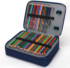 Vomgomfom Colored Pencil Case - 200 Slot Pencil Holder with Zipper Closure, Twill Fabric Large Capacity Pencil Case for Watercolor Pens or Markers, Artist Organizer (Blue Rose)