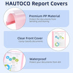 HAUTOCO 30 Pack Plastic Report Covers with 3 Prongs Fasteners Clear Front Resume Portfolio Folder for 8.5x11 Letter Size Paper, Presentation Document Report Cover for School Office Business, 10 Colors