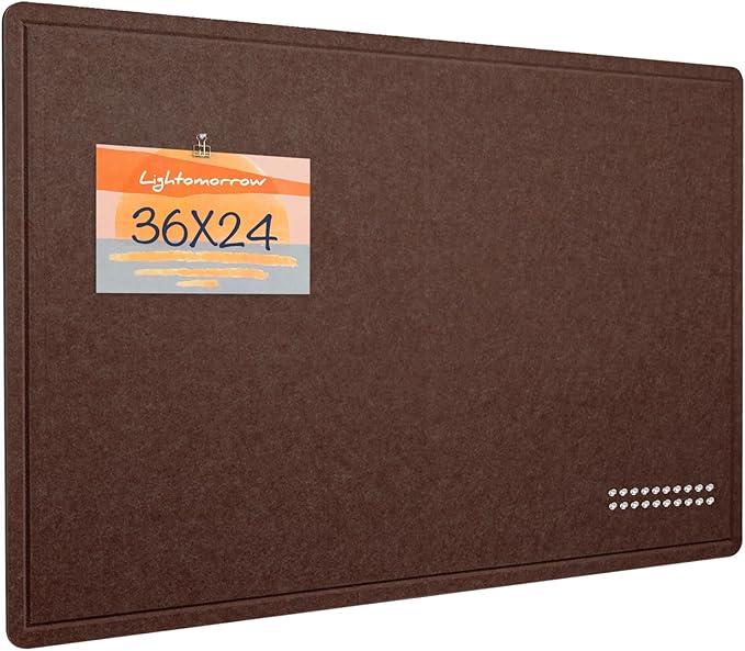 Bulletin Board, 36 x 24 inches Felt Board - Decorative Pin Board, Cork Board Alternative for Wall, 3' x 2' Foldable Picture Board Self-Adhesive Vision Board with 20 Pushpins - Saddle Brown