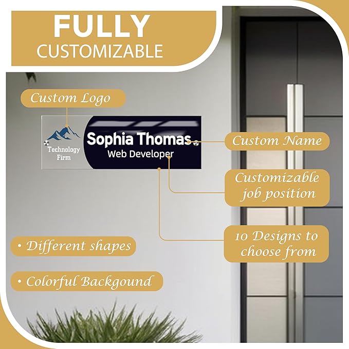 Acrylic Door Name Plate Personalized Office Name Plate Custom Door Sign with Logo Office Decor for Women Men Workspace Decorations