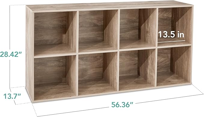 Best Choice Products 8-Cube Storage Organizer, 13.5in Shelf Opening, Bookcase, Display Shelf, Customizable w/ 2 Removable Back Panels – Greige