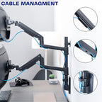 VIVO Pneumatic Arm Dual Ultrawide Monitor Wall Mount for Up to 49 inch Screens, Holds 2 Ultra Wides Up to 33.5 lbs Each, Black, MOUNT-V120K