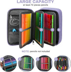 Number-one Large Capacity Pencil Case, 72 Slots Colored Pencil Pouch Bag Portable Pencil Holder Stationery Organizer with Compartments for Office and Travel, Purple