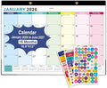 Desk Calendar 2026, With 3 sticker, 18 Month Wall Calendar Running to June 2027-17" x 12" Desktop/Wall Monthly Calendar for Homes, School & Office