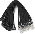 Lanyards Safety Black Lanyards Neck Flat Premium Breakaway Badge Lanyard with J-Hook for ID Nametag Badge Holder (Black, 50 PCS)