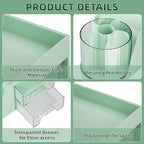 Marbrasse Desk Organizer with 2 Drawer, 360°Rotating Pen Holder, Desk Organizers and Accessories with 6 Slots Pencil Holder + 2 Drawer, Art Supply Storage Box Caddy for Office (Green)