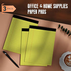 Yellow Legal Pads 8.5 x 11 Note Pads, 3 Pack Yellow Notepads 8.5 x 11 Wide Ruled Writing Paper Pads, Perforated Legal Note Pads 30 Sheets Per Lined Paper 8.5 x 11 Notepad for Taking Notes, Reminders