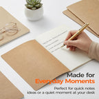 Foliom 5 Pack Kraft Notebooks Bulk A5, 60 Pages Blank Unlined Journals, 8.3x5.5 Inches, Natural Kraft Cover Composition Notebooks for School Office Students Artists