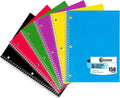 Rosmonde 5 Subject Notebook College Ruled, 6 Value Pack, 300 Pages (150 Sheets), 8 x 10-1/2", 5 Subject College Ruled Spiral Notebooks for School & Office, Thick Paper Fights Ink Bleed, 3 Hole Punched