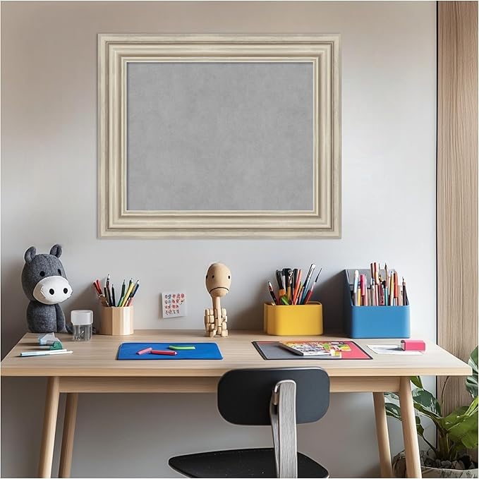 Amanti Art Silver Framed Magnetic Board 22x26 Small Vision Board for use with Magnets, 100% Metal Sheet to Display Items as Office Decor or for Home Organization in mudroom, Kitchen or Kids Room