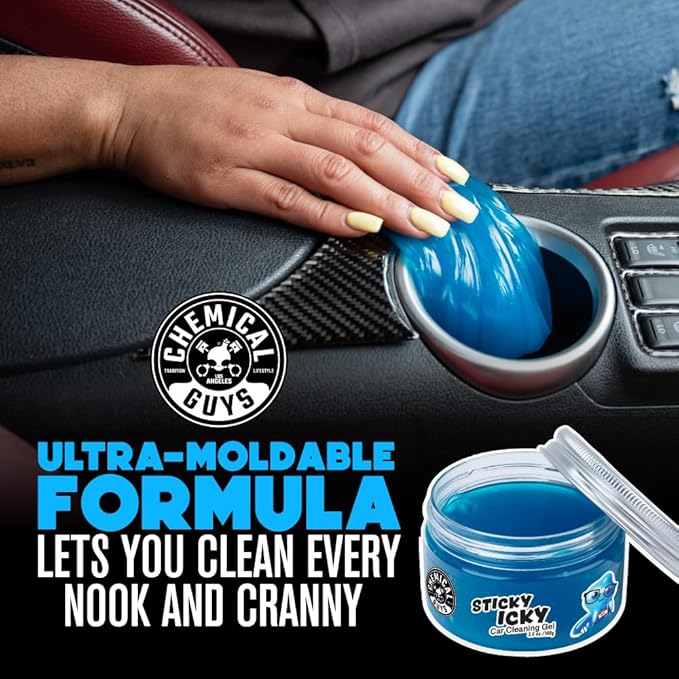 Chemical Guys Sticky Icky Car Cleaning Gel, Green Apple, Interior Car Cleaner, Reusable Automotive Crevice & Interior Dust Cleaner for Air Vents, Consoles, Cup Holders & Keyboards, 4 Pack (100g Each)