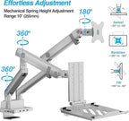 AVLT Dual 17”-38" Monitor Arm Desk Mount with 17" Laptop Tray and USB-C Docking Station, HDMI 4K60Hz, USB-A 5Gbps, Ethernet, 100W PD, Fits Two Flat/Curved Monitor - Gray