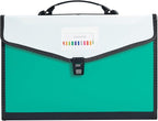 Leagl Size 13-Pockets Expanding File Folder with Handle, Plastic Accordion Filling File Folder Expandable Monthly Portable Paper Document Organizer for Office School & Home (Green)