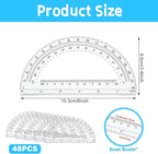 CertBuy 48 Pack Clear Protractor 6 Inch, Plastic Protractor Math Protractors 180 Degrees for Angle Measurement, Protractor for Geometry,Student Math Protractor Ruler for Drawing Geometry Classroom