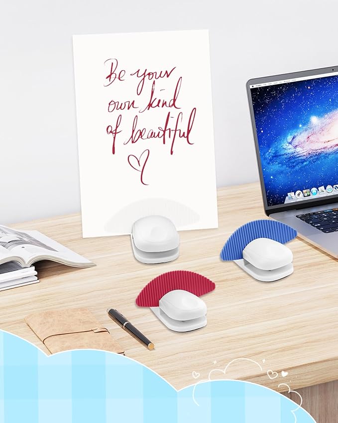 UCEC 3 Pack Paper Holder Stand for Typing – Portable Desktop Document Holder Clamp for A4 Papers and Copies, Non-Slip Typing Stand Copy Holders for Office, Home, Study, and Reading (White Blue Red)