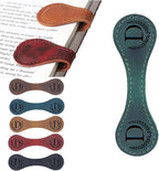 Personalized Magnetic Leather Bookmark, 26 Letters Custom Leather Bookmarks, Handmade, Leather Magnetic Bookmark for Book Lovers Readers Women Kid(Green，D）