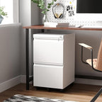 Letaya 2 Drawer Mobile File Cabinet with Lock,Under Desk Metal Filing Cabinets for Home Office Organizer Letters/Legal/A4(Fully Assembled-White)