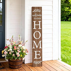 Welcome Sign for Front Porch, 47" Large Wooden Welcome to Our Home Sign Door Hanging Standing Plaque, Farmhouse Vertical Outdoor Porch Decorations for Yard Patio Entrance (Natural)