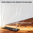 YHOLSDAS 180° Adjustable Acrylic Sign Holder 8.5"x11", Magnetic Table Paper Display Stands with Solid Bases For Office, Double-Sided Clear Code Sign Menu Holder For Store
