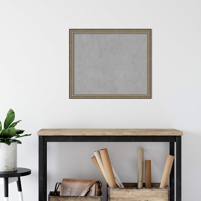 Amanti Art Silver Framed Magnetic Board 22x26 Medium Vision Board for use with Magnets, 100% Metal Sheet to Display Items as Office Decor or for Home Organization in mudroom, Kitchen or Kids Room