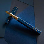 YSTUDIO Stunning Classic Revolve Fountain Pen, Schmidt Gilded Nib, Best Pen Gift Set for Men & Women, Professional, Executive Office, Nice Pens（blue，M nib）
