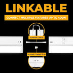 LED Under Cabinet Lighting Hardwired - 3CCT 40 Inch White Finish - Undercabinet Lights for Kitchen - Linkable Undercounter Dimmable Plug in Light or Hard Wired - Under Counter Fixture Direct Wire