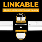 LED Under Cabinet Lighting Hardwired - 3CCT 9 Inch White Finish - Undercabinet Lights for Kitchen - Linkable Undercounter Dimmable Plug in Light or Hard Wired - Under Counter Fixture Direct Wire