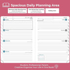 IN-LUXPRO Planner 2026 Daily Weekly and Monthly,8.5"x6.5",12 Months Spiral Bound Calendar Agenda with Self-adhesive Pen Holder,2026 Appointment Book with Vegan Leather Soft Cover,Rose Red