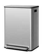 Garvee Stainless Steel Garbage Can, 2 x 8 gal Dual Compartment Trash Can with 2 Inner Buckets and Soft Close Lid, Foot Pedal Garbage Bin for Bathroom, Living Room, Kitchen, Silver