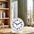 Tinload 4.3" No Ticking Analog Alarm Clock,Silent Readable for Seniors,Easy to Set,Gradual Rise Alarm,Big Numbers,On/Off Switch on Side,Gentle Wake,Snooze,Lighted on Demand,Battery Operated,White