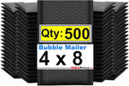 iMBAPrice 4x8 Inch Black Poly Bubble Mailers #000, 500-Pack Small Padded Shipping Envelopes, Self-Seal Polybubble Bags for Mailing, Packaging & E-Commerce