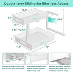 Beleeb Under Sink Organizer, Extra-Wide Upgrade, 2 Pack 2 Tier Metal Slide Out Cabinet Organizer, Height Adjustable Organization and Storage Series, Bathroom/Cabinet/Kitchen organization, White