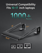 JCZT Aluminum Laptop Stand, Notebook Stand with Wrist Rest, Ergonomic Detachable Laptop Mount, Computer Stand Compatible with 10-17'' All Laptops Such as MacBook Air Pro/HP/Dell/Lenovo, Black