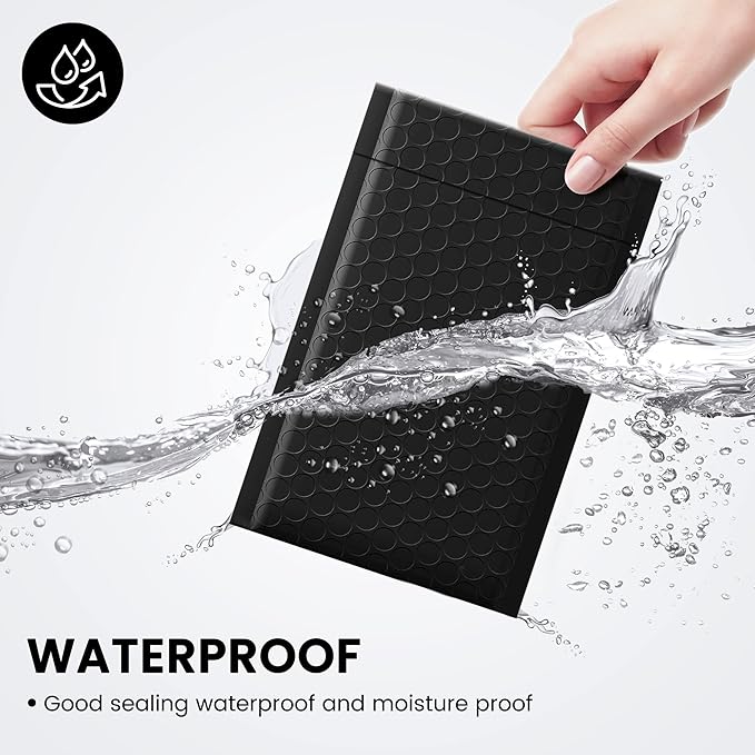 Fuxury Black Bubble Mailers 4x8" 4000 Pack, Waterproof Padded Envelopes Self Seal Bubble Envelopes, Padded Mailers for Small Business, Envelope Mailers Usable Size 4x7"