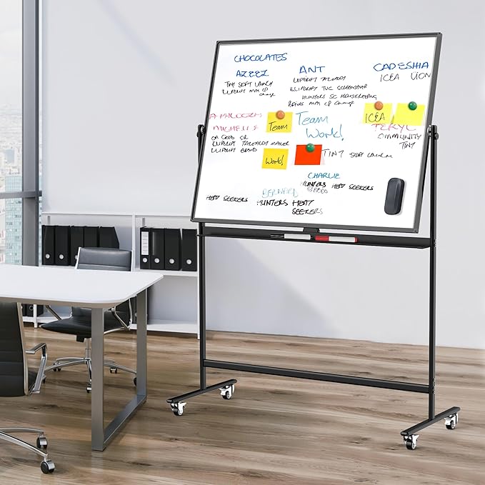 olling Whiteboard/w Height Adjustable, Mifuro 48 x 36 Large Portable Dry Erase Board with Stand and Wheels for Office,Classroom &School, Black